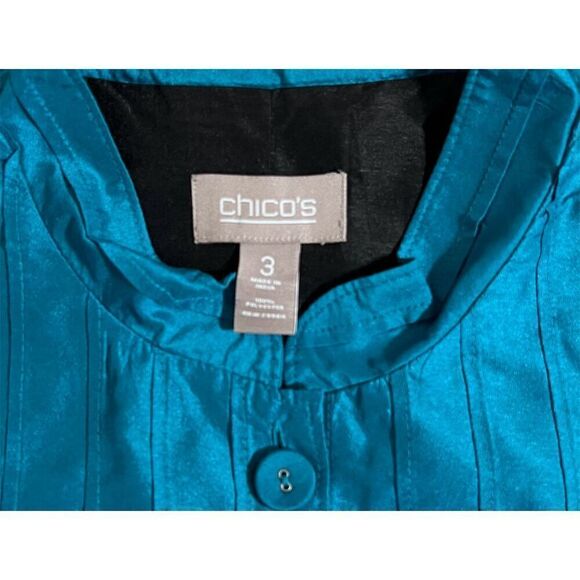 Chico's Women's Blue Ribbed Button-Up Jacket XL Long Sleeve - Picture 7 of 10